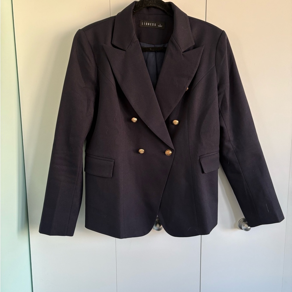 Lioness Midnight Double-Breasted gold buttoned Blazer